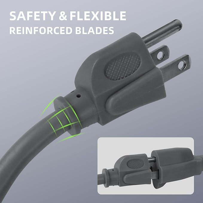 EP 75 Ft Outdoor Extension Cord - 16/3 SJTW Gray Electrical Cable with 3 Prong Grounded Plug, UL Listed