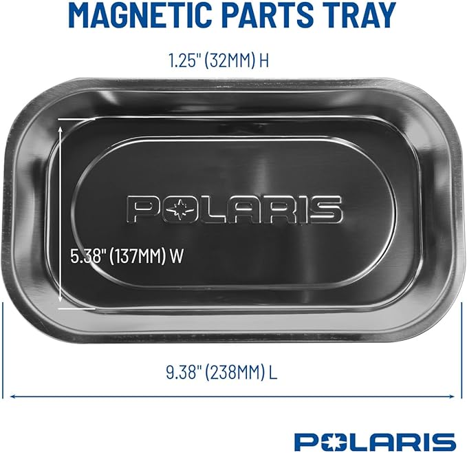 Polaris Rectangular Magnetic Parts Tray - Stainless Steel Tray for Automotive Parts and Tools - Non-Scratch, Corrosion Resistant Magnetic Tray - 2830432