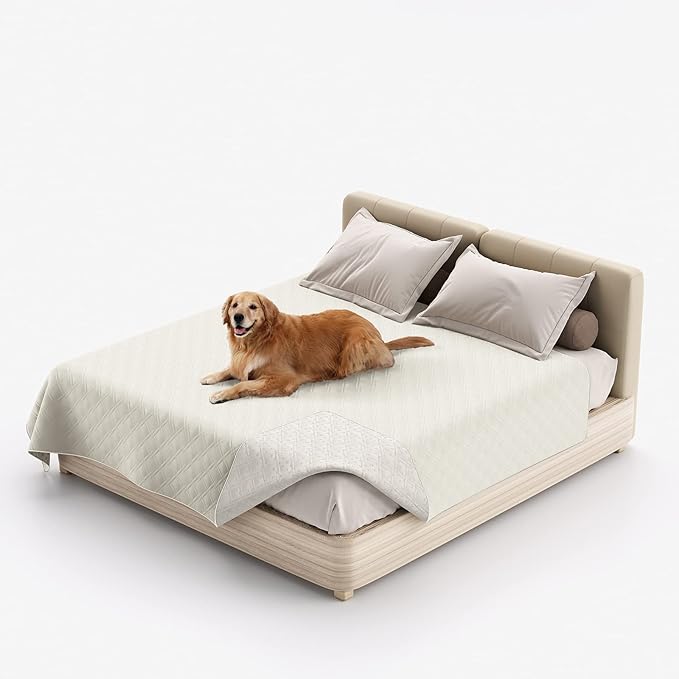 Waterproof Dog Bed Covers for Couch Protection, Water-Resistant Soft Dog Pet Blanket Anti-Slip Dog Blanket for Bed, for Furniture Bed Couch Sofa (Ivory White,40x50inch)