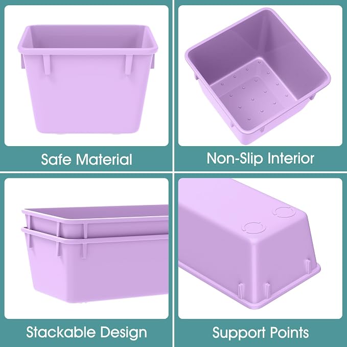 WOWBOX 25 PCS Plastic Drawer Organizer Set, 4 Sizes Desk Drawer Divider Organizers and Storage Bins for Makeup, Jewelry, Gadgets for Kitchen, Bedroom, Bathroom, Office, Purple