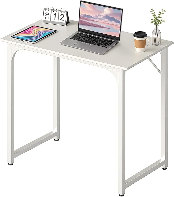 BestOffice Computer Desk,Home Office Desk, Modern Simple Style for Home Office Study Writing (White, 32 Inch)
