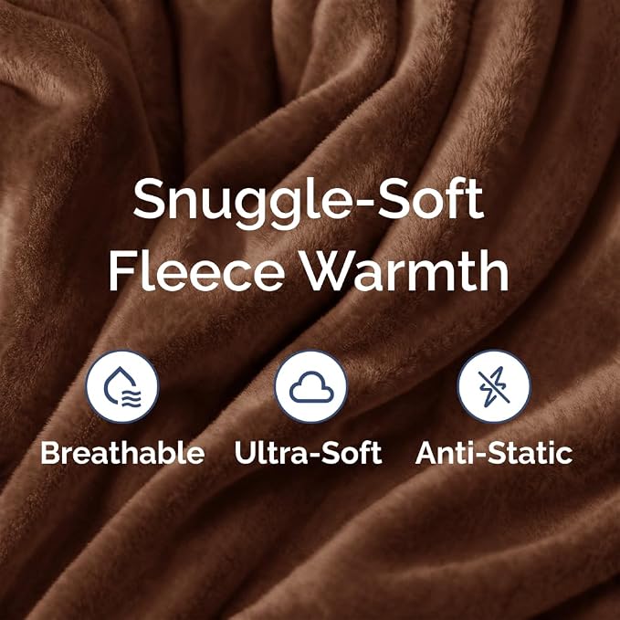 Fleece Blanket Kids Size - Ultra-Soft Warm Flannel Fleece Blanket - Brown | Soft, Warm, Outdoor Picnic Blanket for Camping, Travel, Lightweight, Cozy, Anti-Static, Home Decor Gifts for Men & Women