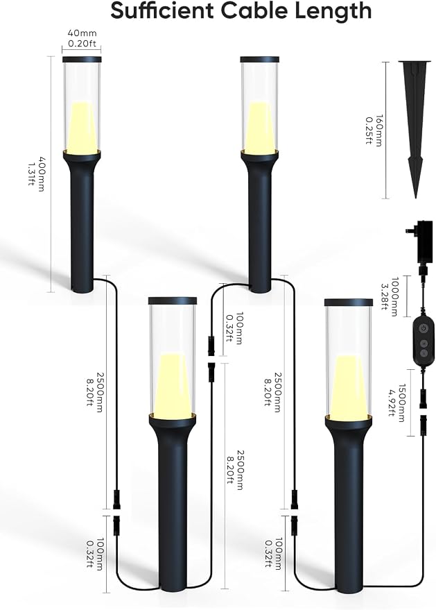 APPECK Pathway Lights,RGBCW Walkway Lights with APP Control,4 Pack | IP65 Waterproof,Low Voltage Landscape Lighting 800LM,Color Changing,for Garden, Yard, Patio,Compatible with Alexa