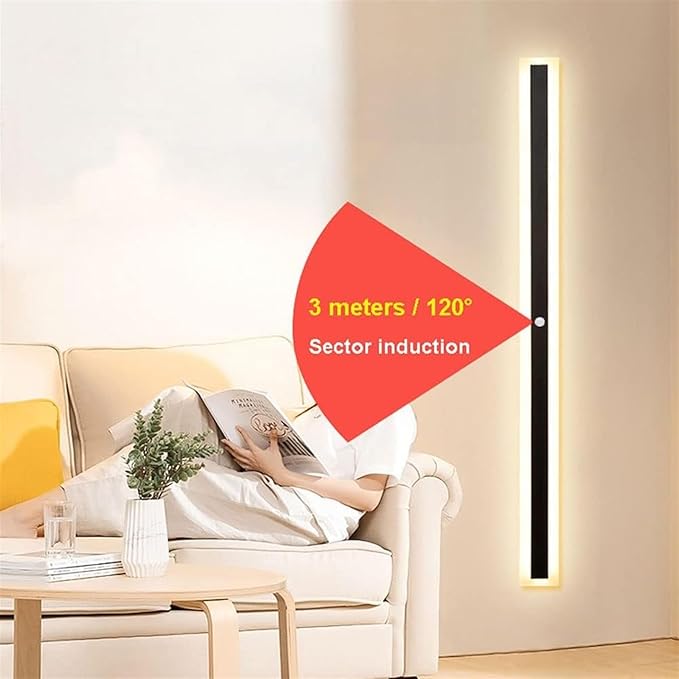 LED Motion Sensor Wall Light Strip Linear Wall Lamp, Indoor Human Body Motion Activated Sensor Wall Sconce Night Lights, Minimalist Bedroom Bedside Lamps for Hallway Oldsix-66(6000k,60cm)