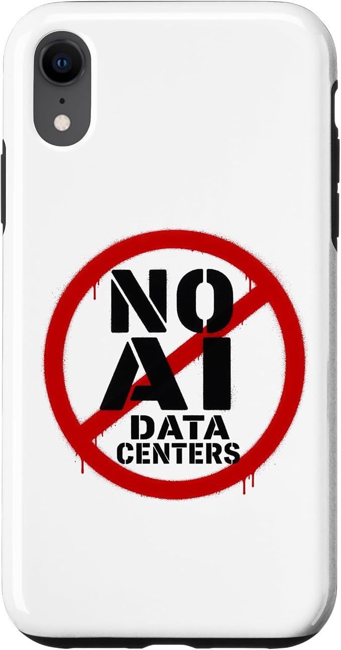 No AI Data Centers ��� Simple Minimal Spray Paint Style Text Case for iPhone XR