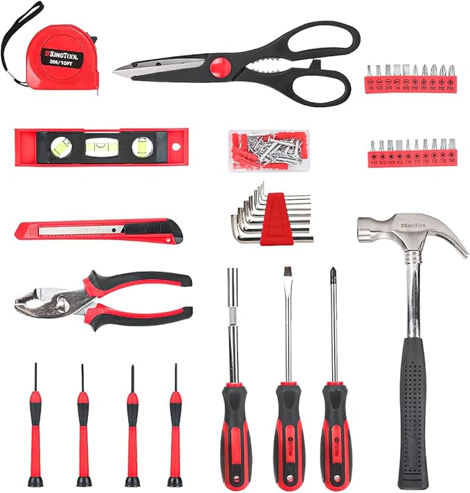 KingTool Home Repair Tool Kit - 149 Pieces Basic Home Repair Tool Set, General Mechanic Tool Set, General Household Tool Kit with Plastic Toolbox, Perfect for Homeowner, Office & College Repairs