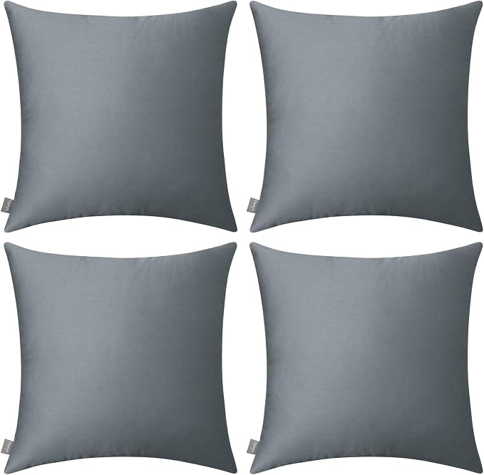 Thmyo 4-Pack 100% Cotton Comfortable Solid Decorative Throw Pillow Case, Square Cushion Cover Pillowcase Sublimation Blank Pillow Covers DIY Throw Pillowcase for Couch(22x22 inch/ 55x55cm, Dark Grey)
