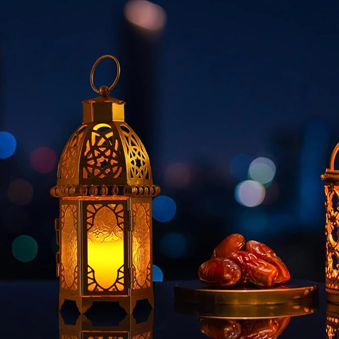NEEDOMO 12.8'' Moroccan Lanterns Decorative Indoor & Outdoor, Vintage Christmas Candle Holder, Metal Lanterns Decorative, Table, Patio, Porch, Shelf, Christmas Spring Ramadan Eid Home Decor (Golden)