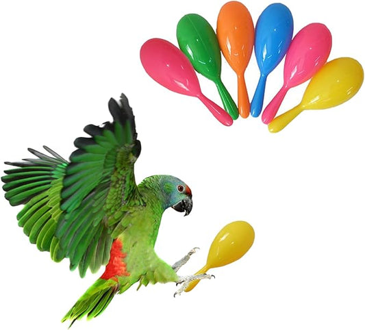 6 Pcs Parrot Rattle Shaker Musical Sound Toy Funny Bell Toys Mini Sand Hammer Bird Parrot Toys for Chicken Bird Parrot Parakeet Cockatiel Budgies Love Birds (Random Color)