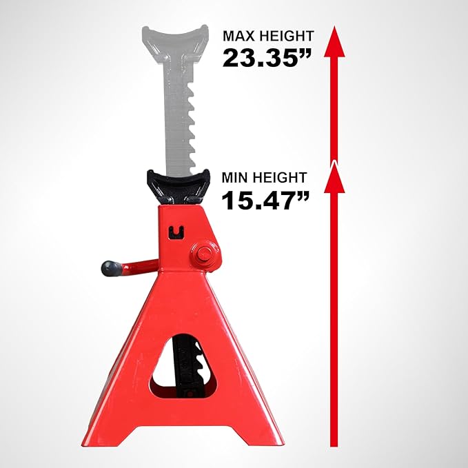 Car Jack Stands 6 Ton(12,000 lbs) for Lifting SUV, Pickup Truck, Car and UTV/ATV, Red, 1 Pair