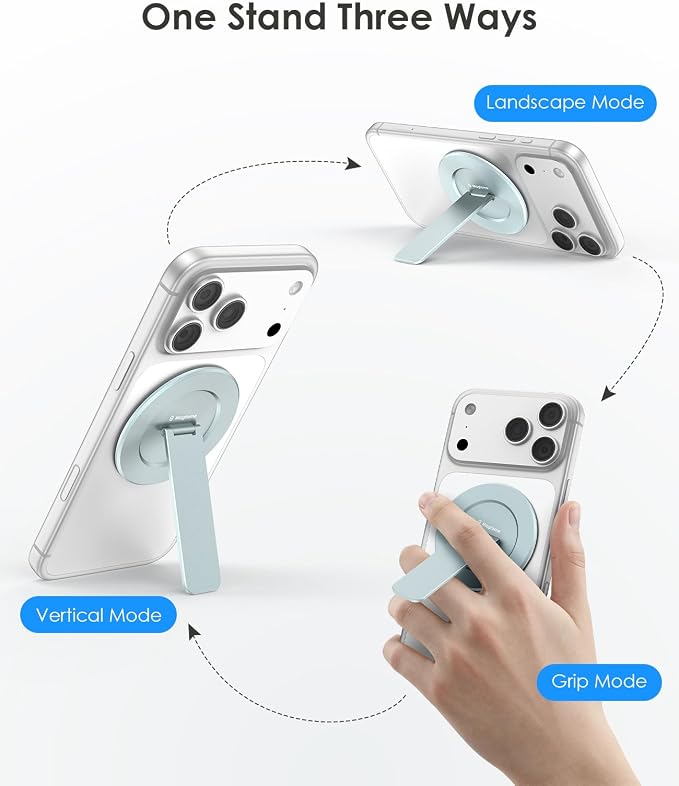 Magnetic Phone Stand for Magsafe, Ultra-Slim Snap-on Phone Holder Kickstand,180�� Adjustable Angle Damping Design Cellphone Grip, Blue