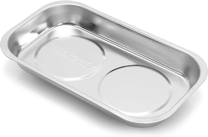 OEMTOOLS 25117C 5 Inch x 9 Inch Rectangular Magnetic Tray, Magnet Tool Holder, Heavy Duty Stainless Steel Construction, Tool Organizer Tray Securely Holds Small Parts and Fasteners