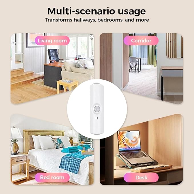 Rechargeable Smart LED Motion Sensor Ambient Light, 2026 New Magnetic Smart Sensor Night Light, Cordless LED Wall Sconce Lamp for Steps, Bedroom, Hallway, Courtyard (Black, 4 Pack)