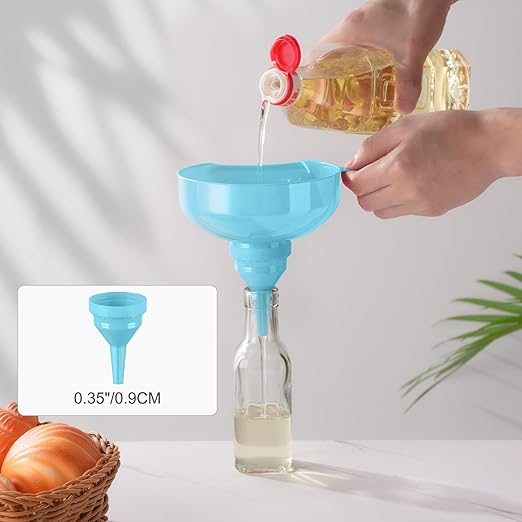 Pisol Wide Mouth Funnels for Kitchen Use, Versatile Food Grade Funnels for Filling Bottles, Plastic Cooking Funnel Set with Strainer, Large Long Neck Funnel for Canning, Mason Jar, Shampoo, Liquids