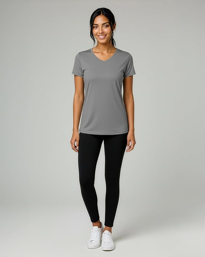 5 Pack Women's Dry Fit V Neck Workout Tops T Shirts Athletic Gym Yoga Tees | Available In Plus Size, Cooling Moisture-Wicking, Short Sleeve, Quick-Dry, Fitness, Stretch, Exercise, Running, Hiking