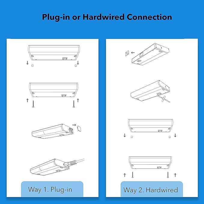 LED Under Cabinet Lights Fixture Hardwired, Smart Undercabinet Lighting Alexa Google Enabled. Plug in and Direct Wire. Dimmable and Linkable 120V Under Counter Light for Kitchen (2-Bar 12 Inch)