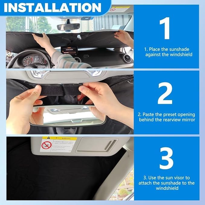 300T Thickened Automotive Glass Sunshade and Comes with Storage Bag,Keep Car Interior Cool,Windshield Sun Shade Compatible with Ford F250 Super Duty/F350 Super Duty/F450/F550