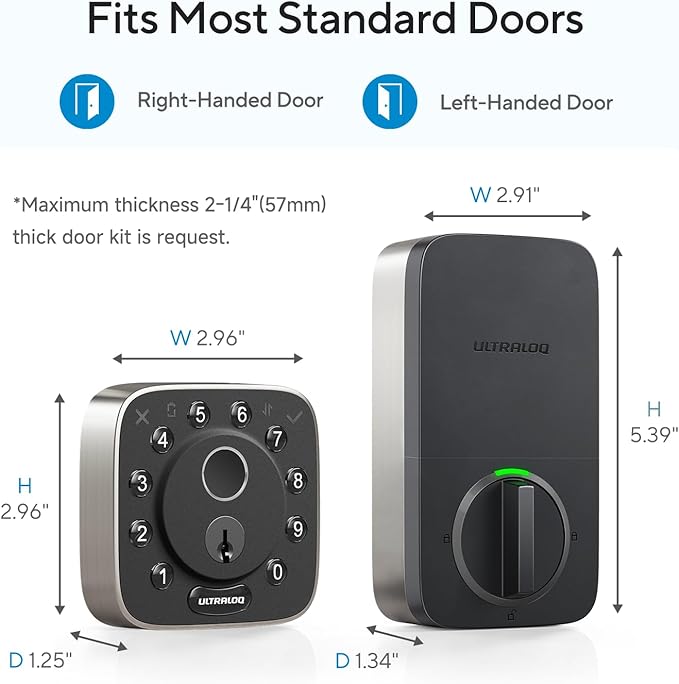 ULTRALOQ 2025 Upgrade Bolt Fingerprint Matter Smart Lock, Fingerprint Keyless Entry Door Lock, Works with Apple Home, Alexa, Google, SmartThings, IFTTT, Built in Matter Over Thread, BHMA Grade AAA