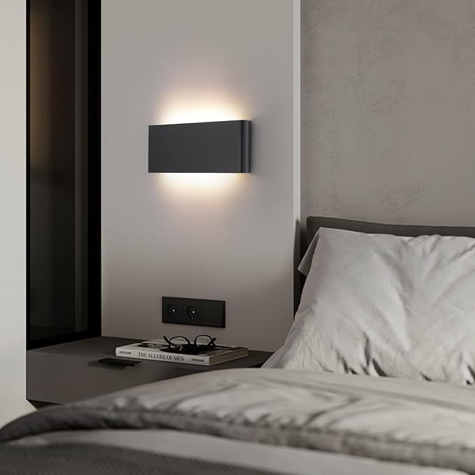 11"Modern LED vanity light,15W Dimmable 5 CCT (3000K-6500K) Adjustable Wall Lamp,Up and Down Wall Lighting,Indoor Wall Sconce for Bedroom,Staircase,Hallway,Dressing Table, 2 Pack（Black）