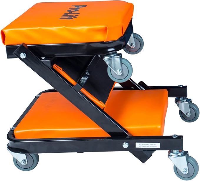 Pro-Lift Foldable Z Creeper - 2-in-1 Rolling Folding Car Creeper & Seat - 40" Adjustable Roller Garage Chair Lay Down or Sit, 450 LBS Capacity Under Car Roller Creeper with 6 Swivel Casters