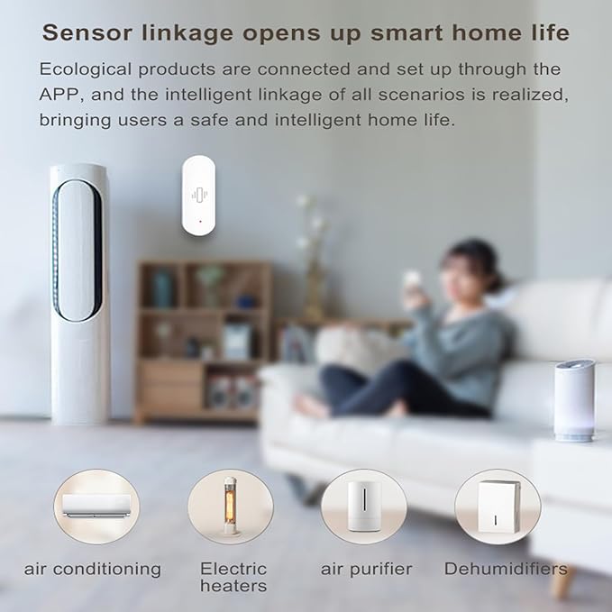 WiFi Vibration Sensor: Smart Door Window Sensor with App Alerts, Wireless Glass Break Detector, Adjustable Sensitivity, Compatible with Alexa Google Home (2Pack)