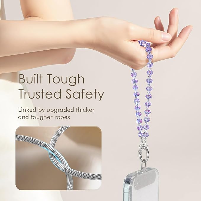 SURPHY Phone Charm, Handmade Beaded Phone Wrist Strap with Tether Tab | Phone Charm Strap, Phone Chain with Premium Metal Buckle, Wrist Strap Fits Cellphone Cases, Wallets, Bags, Keys