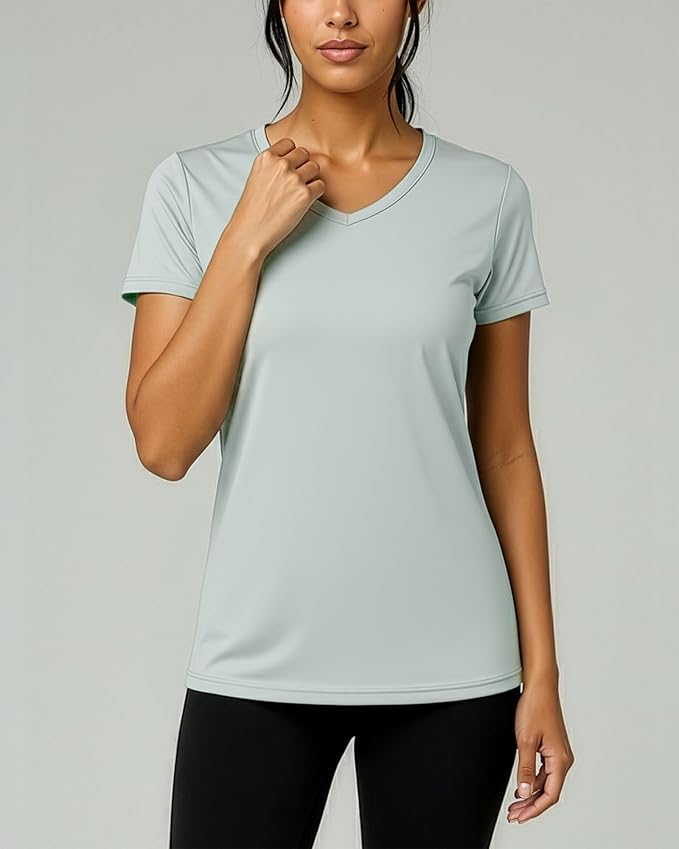 5 Pack Women's Dry Fit V Neck Workout Tops T Shirts Athletic Gym Yoga Tees | Available In Plus Size, Cooling Moisture-Wicking, Short Sleeve, Quick-Dry, Fitness, Stretch, Exercise, Running, Hiking