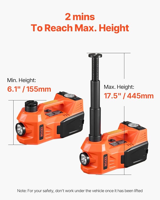 VEVOR Electric Car Jack, 5 Tons /11000 lbs, Electric Scissor Jack with Built-In Inflator, 12V Adjustable Tire Change Replacement with Secure Hammer & LED Light, Portable Jack kit for Sedan, SUV, Truck
