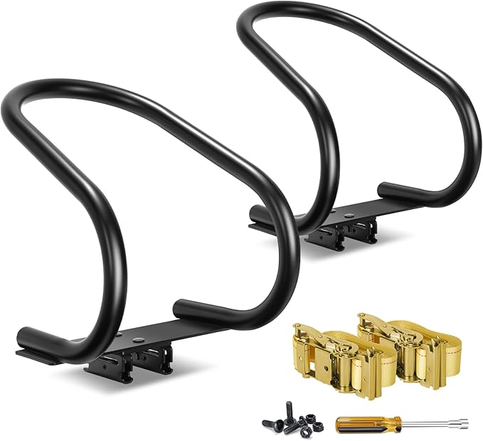 2 Pack E-Track Wheel Chock & Strap Kit|E Track Motorcycle Wheel Chock for Trailers for etrack system|E-Track Accessories for Enclosed Trailer- Supports Tire dirt bike, motorcycle for Garages and Trail