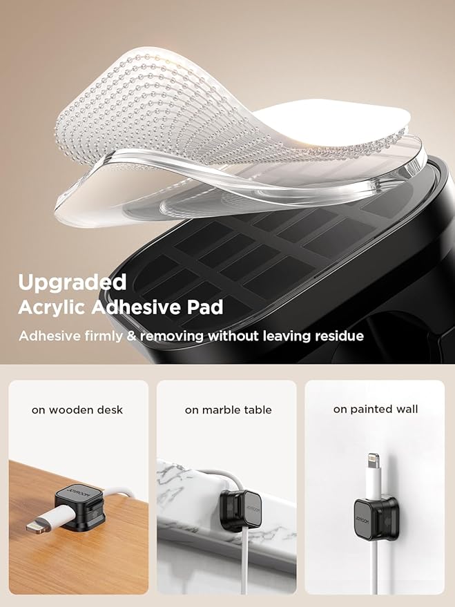 JOYROOM 9 Pack Magnetic Cable Clips, Cord Organizer Adhesive Wire Holder | Home Nightstand Office Desk Accessories, Car Wall Organization, Phone Charger Cord Holder Management, Cable Smooth Adjustable