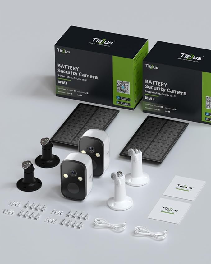 2-Pack 2K 5G Solar Security Cameras Wireless Outdoor for Home | 2-Pack Home Security Camera, 100% Wire-Free Installation, 2-Way Real-Time Talk, Instant App Notifications, All-Weather Usages