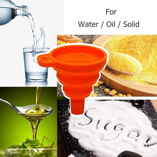 Small funnels for Kitchen use Filling Bottles, Small and Large Kitchen Gadgets Accessories Foldable Silicone Collapsible Funnels Set 4 Pack