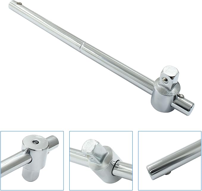 1/2 Inch T-Handle Wrench 250mm/9.84 Inch Length Adjustable T-Handle Socket Hand Tool, Chrome Vanadium Steel Drive Sliding Wrench Breaker Bar For Car Repair