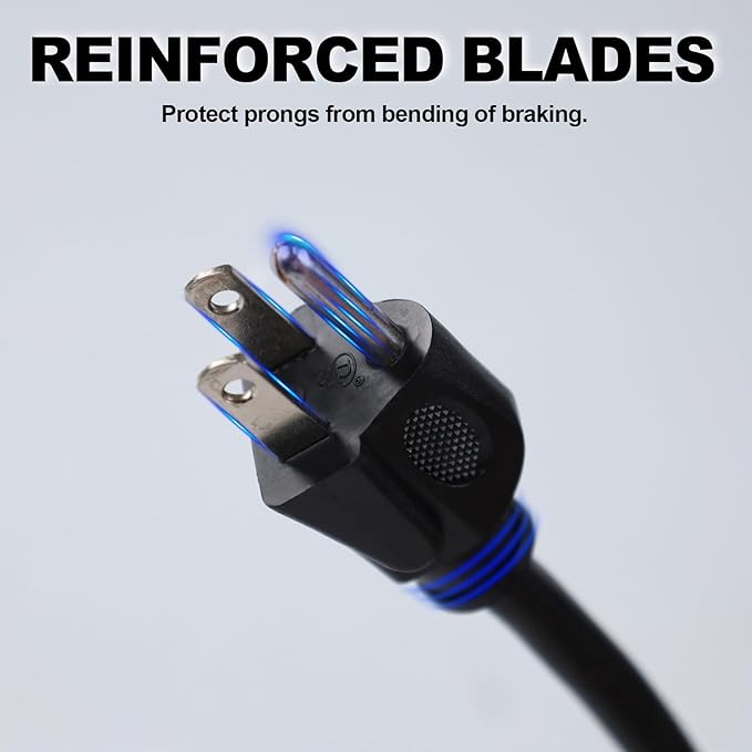 EP 10 Ft Outdoor Extension Cord with 3 Electrical Power Outlets - 16/3 SJTW Black Cable with 3 Prong Grounded Plug for Safety Great for Christmas Lights, Garden and Major Appliances