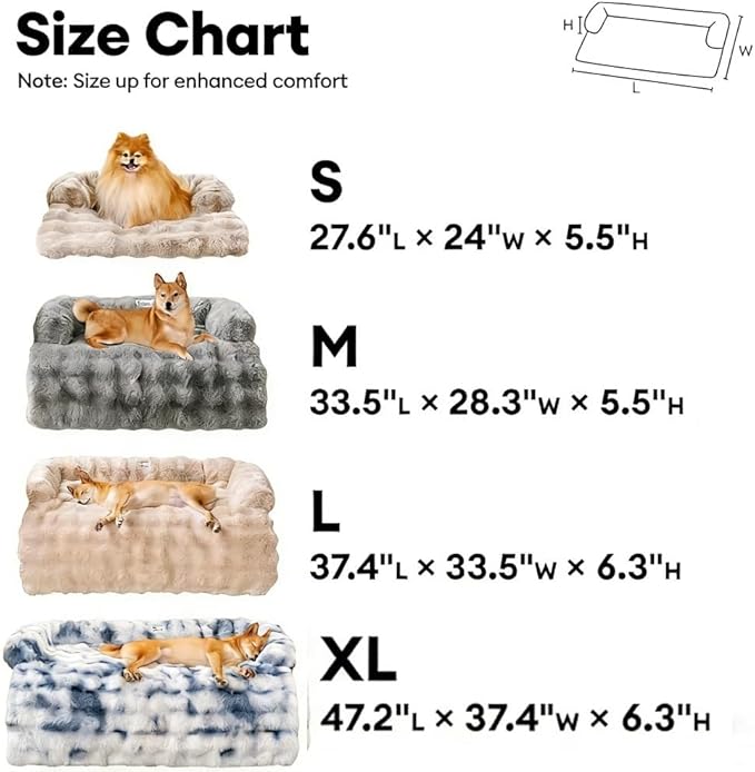 Dream Cloud Pet Sofa Bed for Dogs Cats, 2026 Washable Removable Calming Fluffy Plush Mat for Furniture Protector, Long Fur Non-Slip, for Small/Medium/Large Home Pets (Dark Pink, M: 33.5 * 28.3IN)