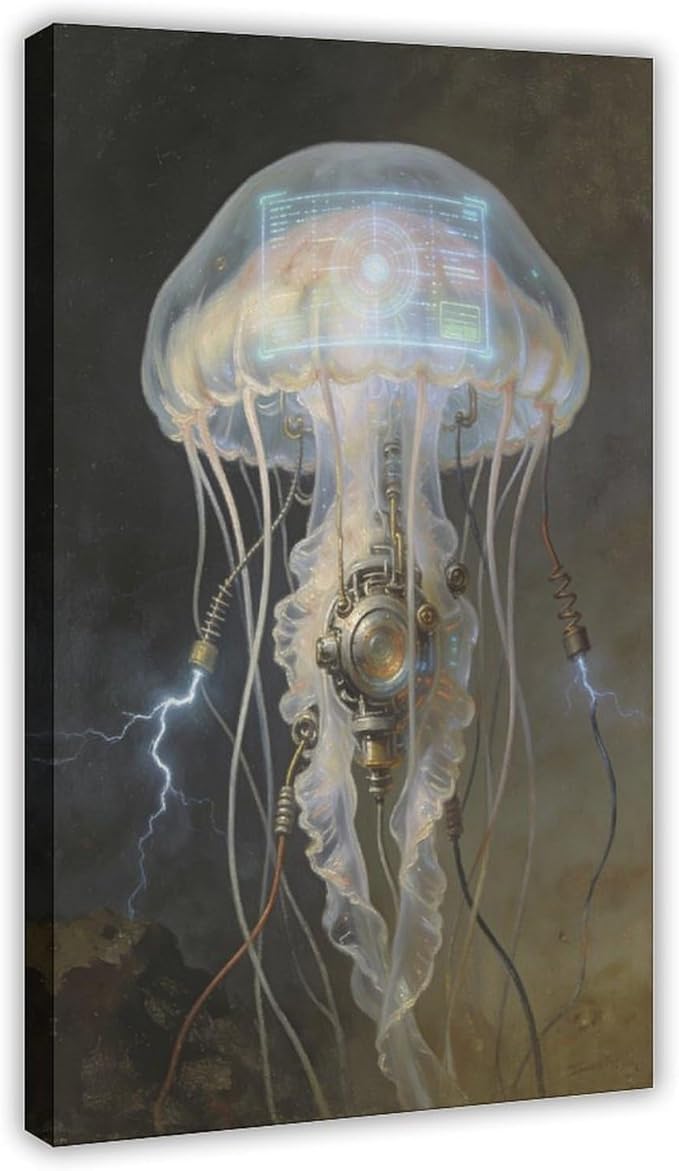 Framed Fantasy Wall Art for Living Room TV Wall Futuristic Tech Inspired Home Decor 16x24inch(40x60cm)