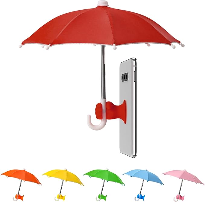 Phone Umbrella Stand, Sun Shade Mini Umbrella for Cell Phone with Adjustable Fist Style Suction Cup, Universal Anti-Glare Sun Visor for Outdoor
