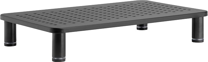 Husky Mounts Monitor Riser Laptop Stand, Adjustable Legs, Stackable, 14.5" x 9.25" x 3.25" Max Height, Matte Black Steel, 1 Stand