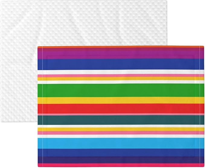 Reversible Plush Throw for Dogs and Cats, Novel Colorful Mexican Blanket Stripes, Double Sided Blanket with Nubby Dot Side and Sleek Side Ideal for Cuddling Nesting Security