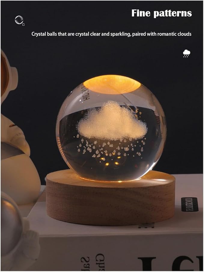 3D Crystal Ball Night Light Mood Lighting Cozy Comfort Gifts Home Decor lamp for Bedroom Space Lamps Happy Cozy Comfort Gifts (People)