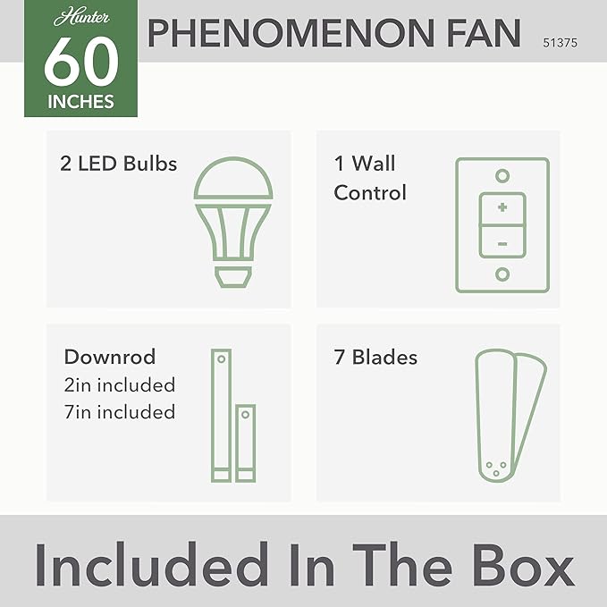 Hunter 60 inch WiFi Phenomenon Matte White Ceiling Fan with LED Light Kit and Wall Control