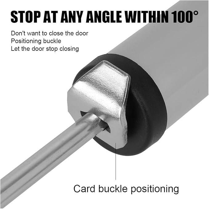 Automatic Door Closers, 25-45KG Gas Spring Automatic Door Closer Mute 90 Degrees Within The Positioning Stop Adjustable Buffer Force Soft Closing Device Door Opener(Type a Sand Silver)