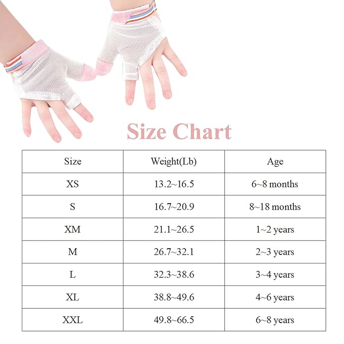 Thumb Sucking Guard for Kids with Finger Sucking Guard Gloves to Stop Thumb Sucking Deterrent Gloves for Ages 6 Months to 8 Years (Pink, M)