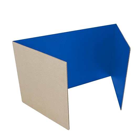Flipside Products 18”x 48” Blue Study Carrel, Privacy Boards, Student Privacy and Focus Booth for The Classroom, Desk Divider Cubby for Tests, Made in USA - 24 Pack