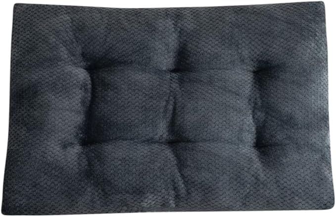 Washable Dog Bed for Large Breeds, Extra Cushioned Crate Mattress with Removable Fluffy Cover, Non-Slip Orthopedic Pet Pad, Machine Washable Kennel Mat(Dark Grey,L)