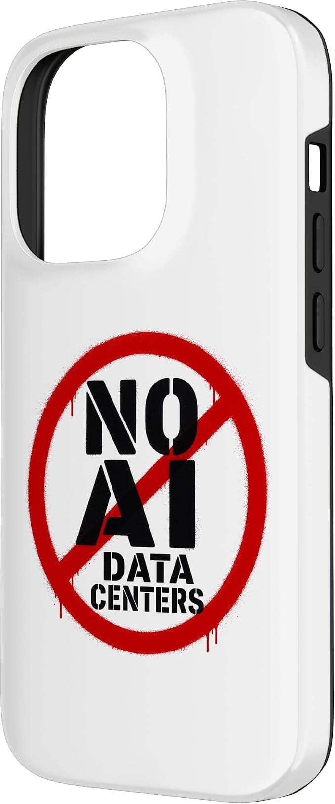 No AI Data Centers ��� Simple Minimal Spray Paint Style Text Case for iPhone 14 Pro