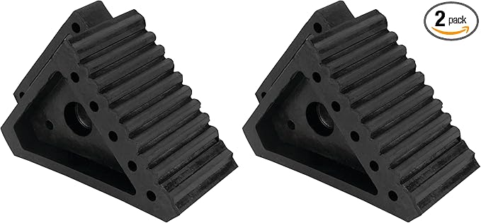 Performance Tool W41001 All Weather, Oil Resistant Solid Rubber Wheel Chock, Black (Pack of 2)