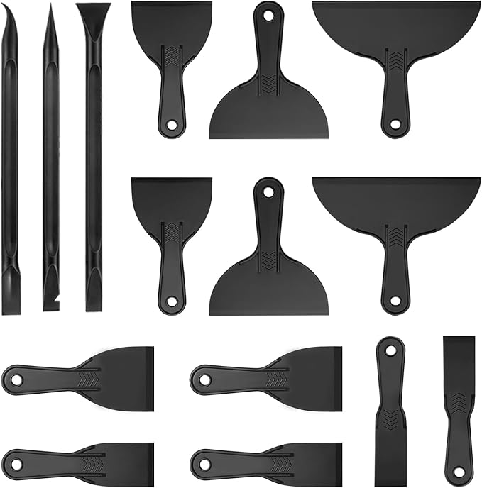 15 Pack Putty Knife, 2Putty Knife Set, 2Spreader, 2Spackle Tool, 2Plastic Putty Knife Scraper, 2Scraper Tool, 2Putty Scraper, 3 Detail Scraper Tool, Flexible Plastic Paint Scraper Tool for Spackling