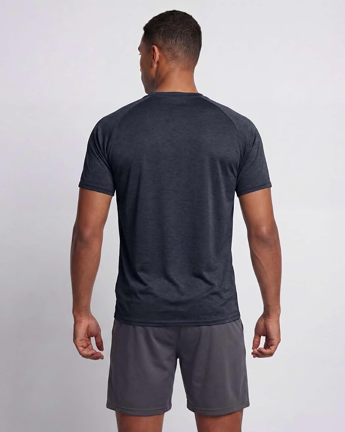 5 Pack Men's Dry Fit Short Sleeve T-Shirt Gym Workout Athletic Running Tee | Cooling, Moisture-Wicking, Crew Neck, Quick-Dry, Breathable, Active, Exercise, Fitness, Basketball, Cycling, Hiking, Tennis