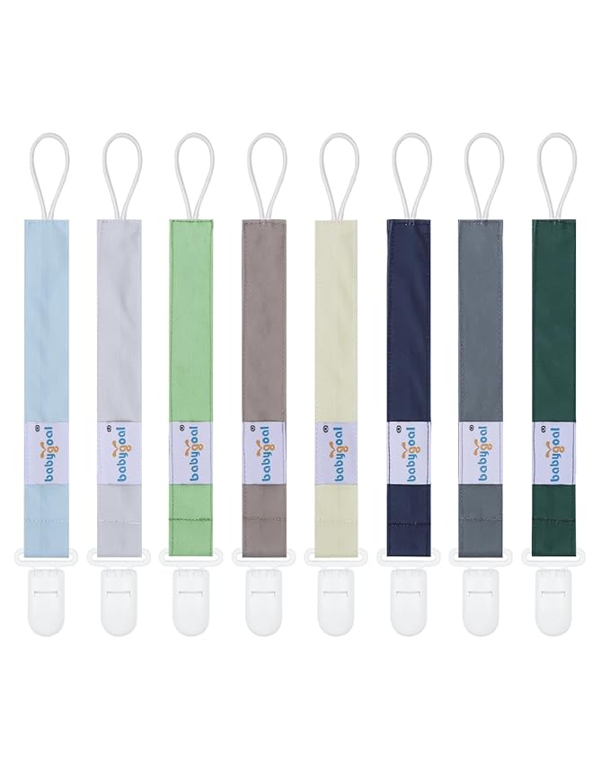 babygoal Baby Pacifier Clips 8 Pack, Pacifier Holder Clips Fits for Most Pacifier and Binkies-Neutral Color 8PS41